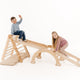 Set 5in1 Rampicante: Triangolo con scala, Arco/Dondolo, Tavola scivolo/Rampa, Rete da arrampicata e Cuscino