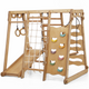 Set da Gioco Coperto per bambini 6in1: Parco Giochi + Altalena Doppia + Scivolo + Corda da Arrampicata + Scale