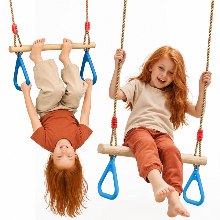 Set altalena 2in1: Trapezio + Anelli da ginnastica