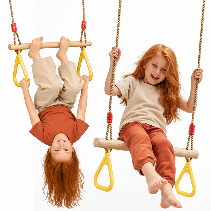 Set altalena 2in1: Trapezio + Anelli da ginnastica