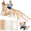 Set 5in1 Rampicante: Triangolo con scala, Arco/Dondolo, Tavola scivolo/Rampa, Rete da arrampicata e Cuscino