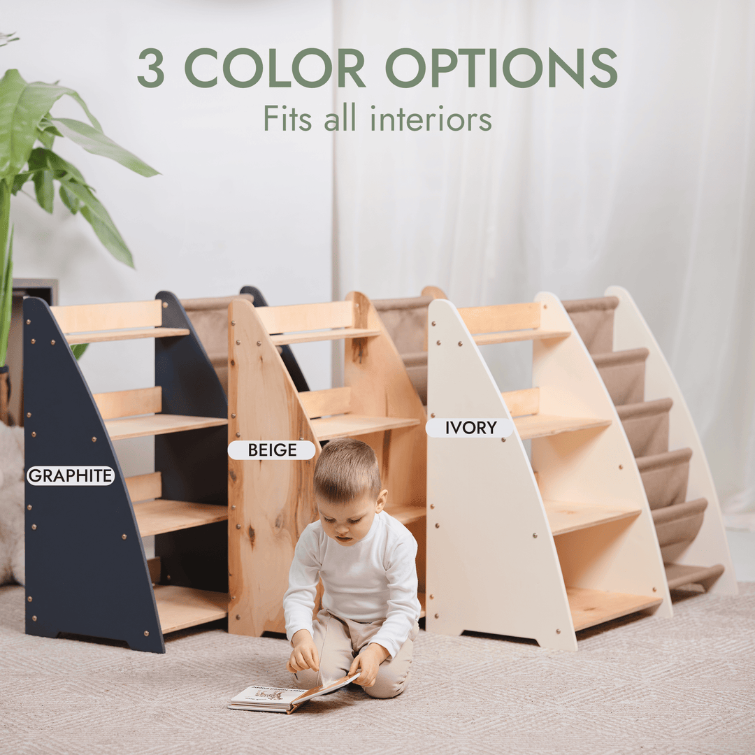 2in1 Mensola Montessori per libri e giocattoli per neonati - Goodevas IT