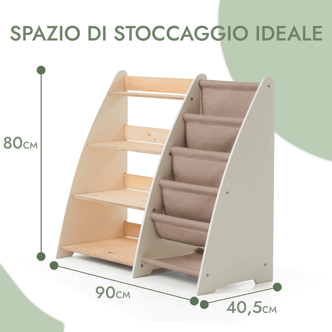 2in1 Mensola Montessori per libri e giocattoli per neonati