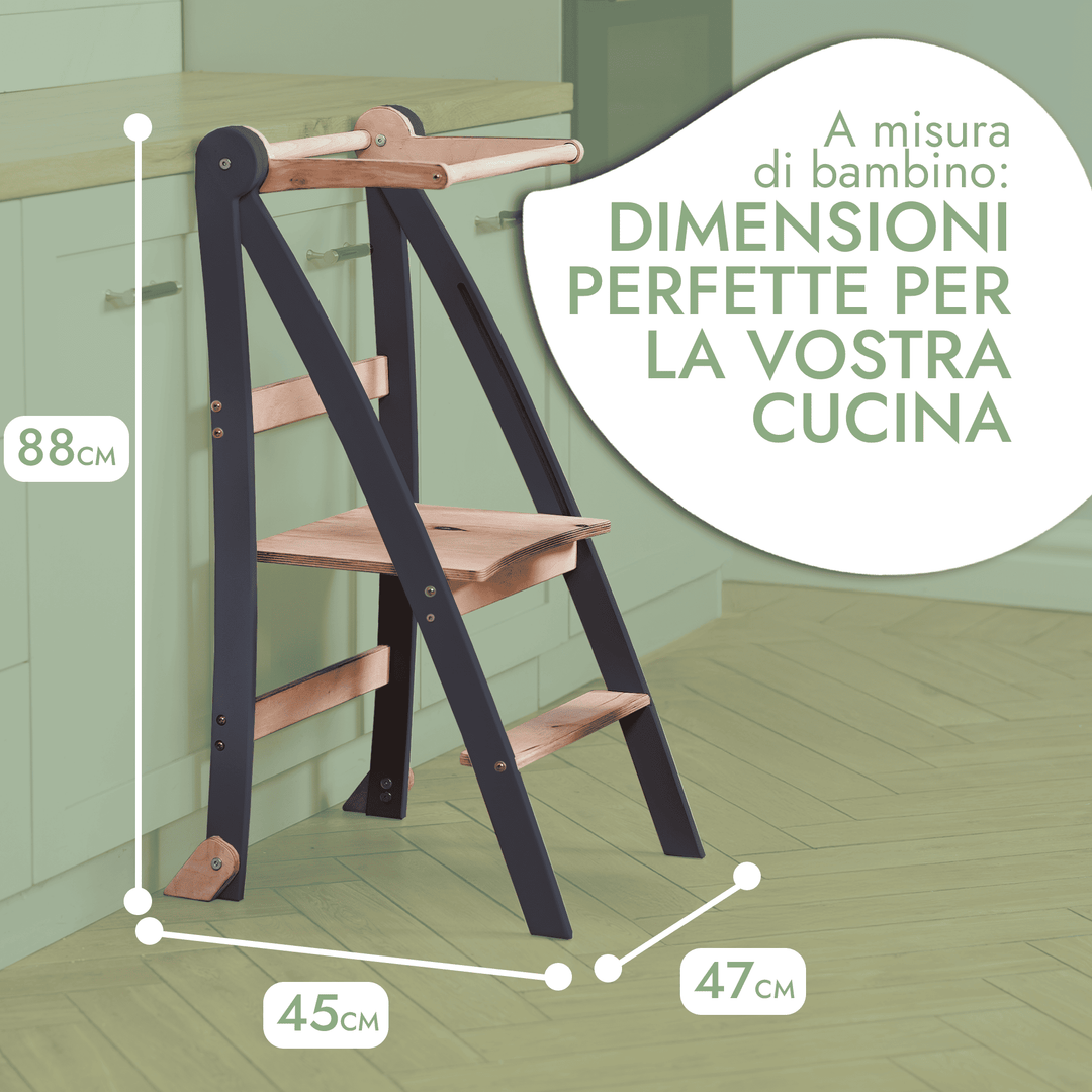 Torre di apprendimento per bambini piccoli: Aiutante in cucina per bambini - Grafite