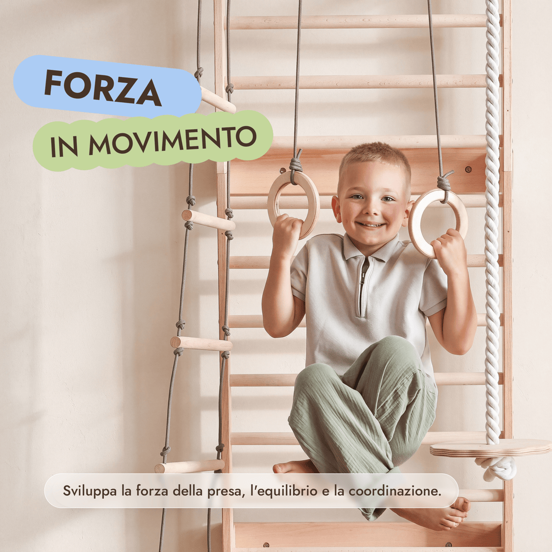 5-in-1 Spalliera Svedese con Sbarra Trazioni e Set Altalena 3in1 - Goodevas IT