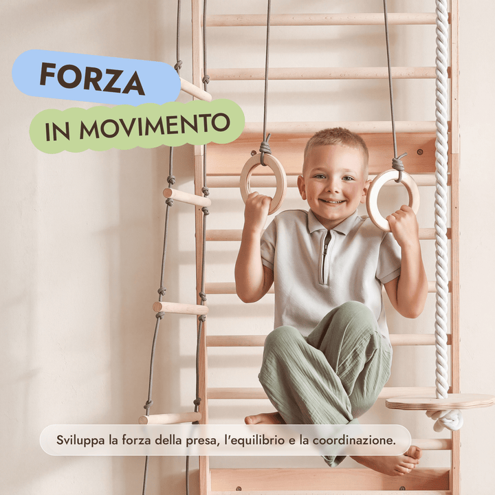 5-in-1 Spalliera Svedese con Sbarra Trazioni e Set Altalena 3in1 - Goodevas IT