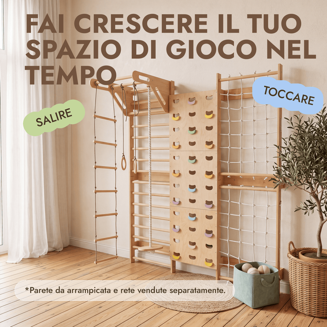 5-in-1 Spalliera Svedese con Sbarra Trazioni e Set Altalena 3in1 - Goodevas IT