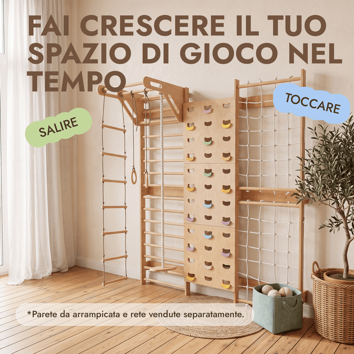 5-in-1 Spalliera Svedese con Sbarra Trazioni e Set Altalena 3in1 - Goodevas IT
