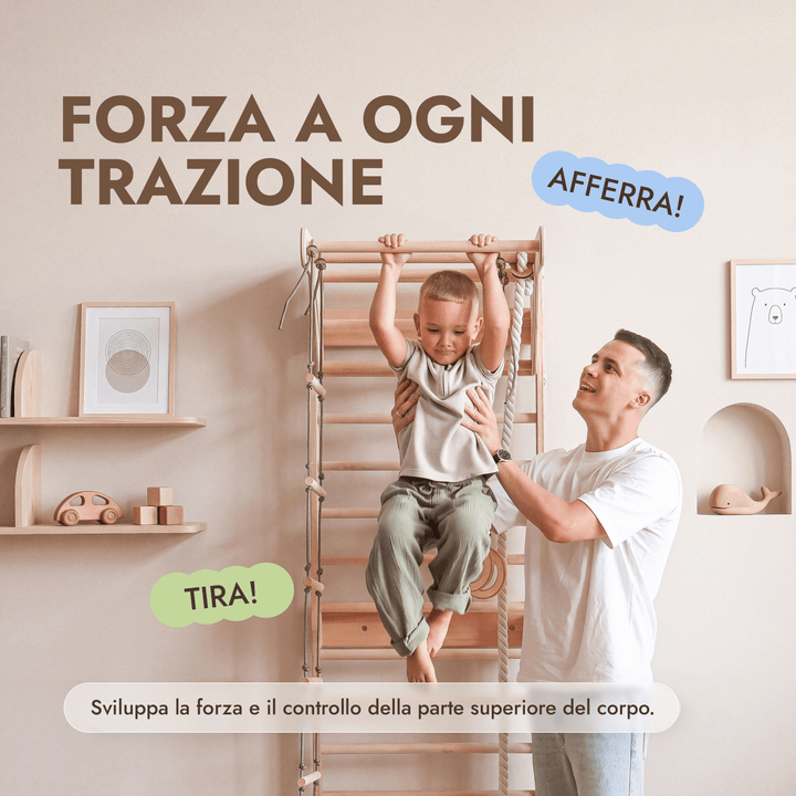5-in-1 Spalliera Svedese con Sbarra Trazioni e Set Altalena 3in1 - Goodevas IT