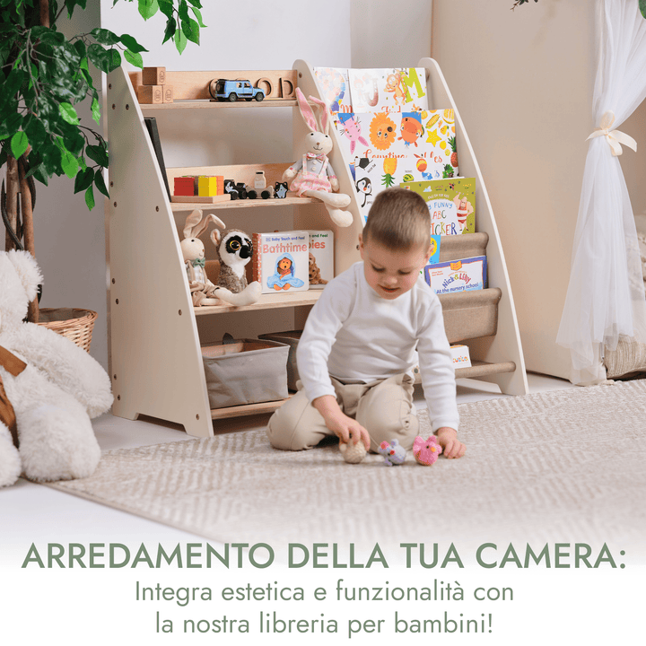 2in1 Mensola Montessori per libri e giocattoli per neonati