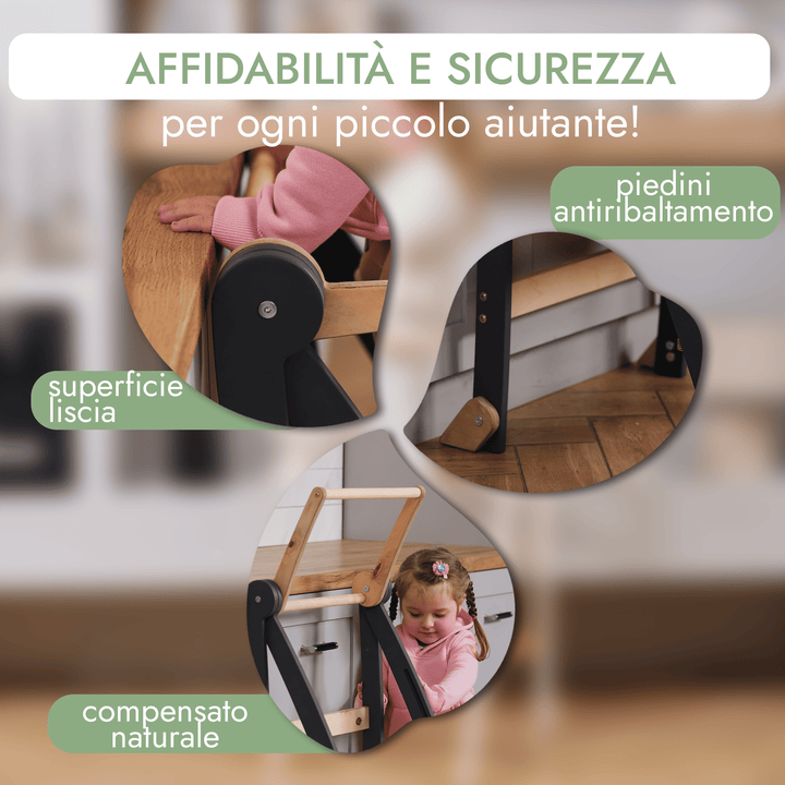 Torre di apprendimento per bambini piccoli: Aiutante in cucina per bambini - Grafite