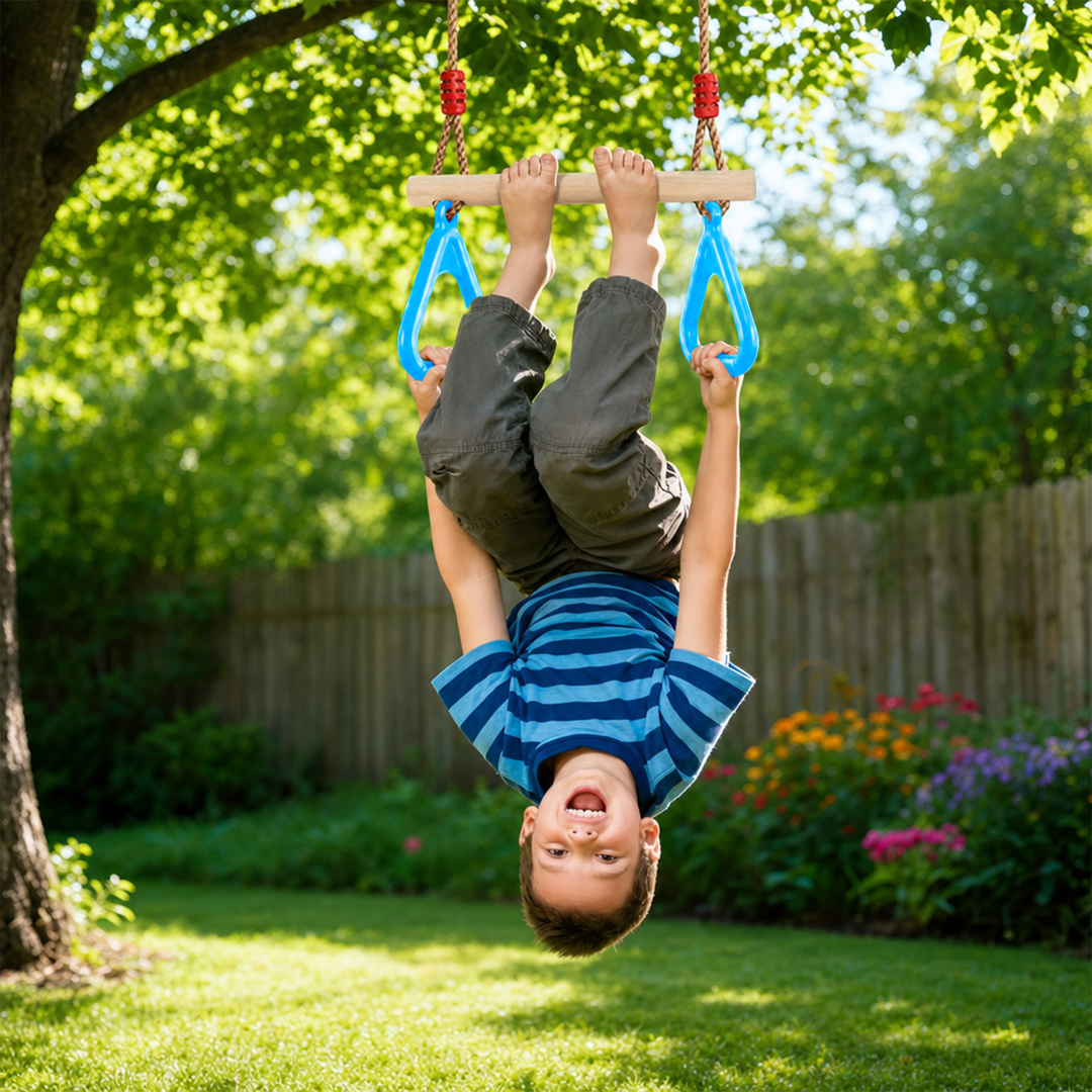Set altalena 2in1: Trapezio + Anelli da ginnastica