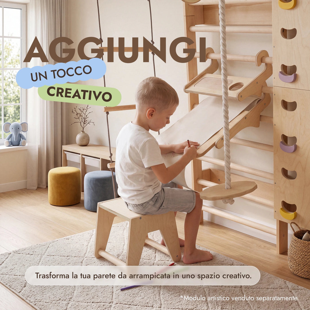7-in-1 Parete da Arrampicata per Bambini: Spalliera, Prese, Rete, Sbarra Trazioni e Set Altalena 3in1 - Goodevas IT