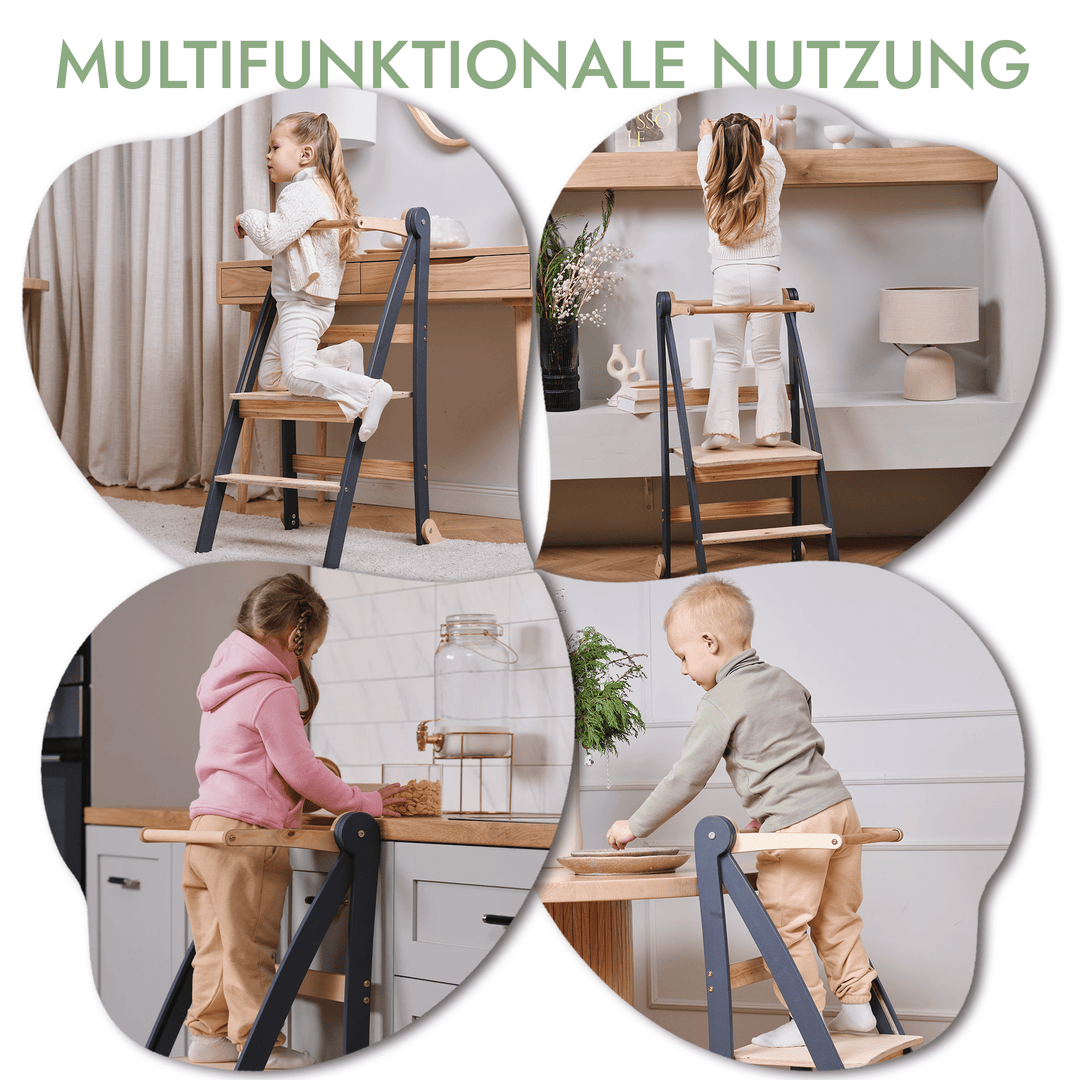Torre di apprendimento per bambini piccoli: Aiutante in cucina per bambini - Grafite