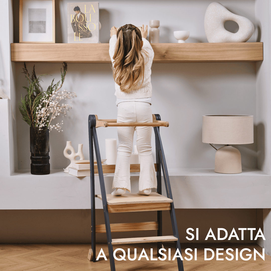 Torre di apprendimento per bambini piccoli: Aiutante in cucina per bambini - Grafite