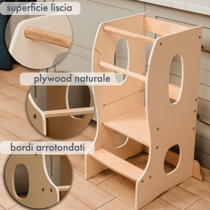 Torre Montessoriana: Sgabello per Bambini - Avorio