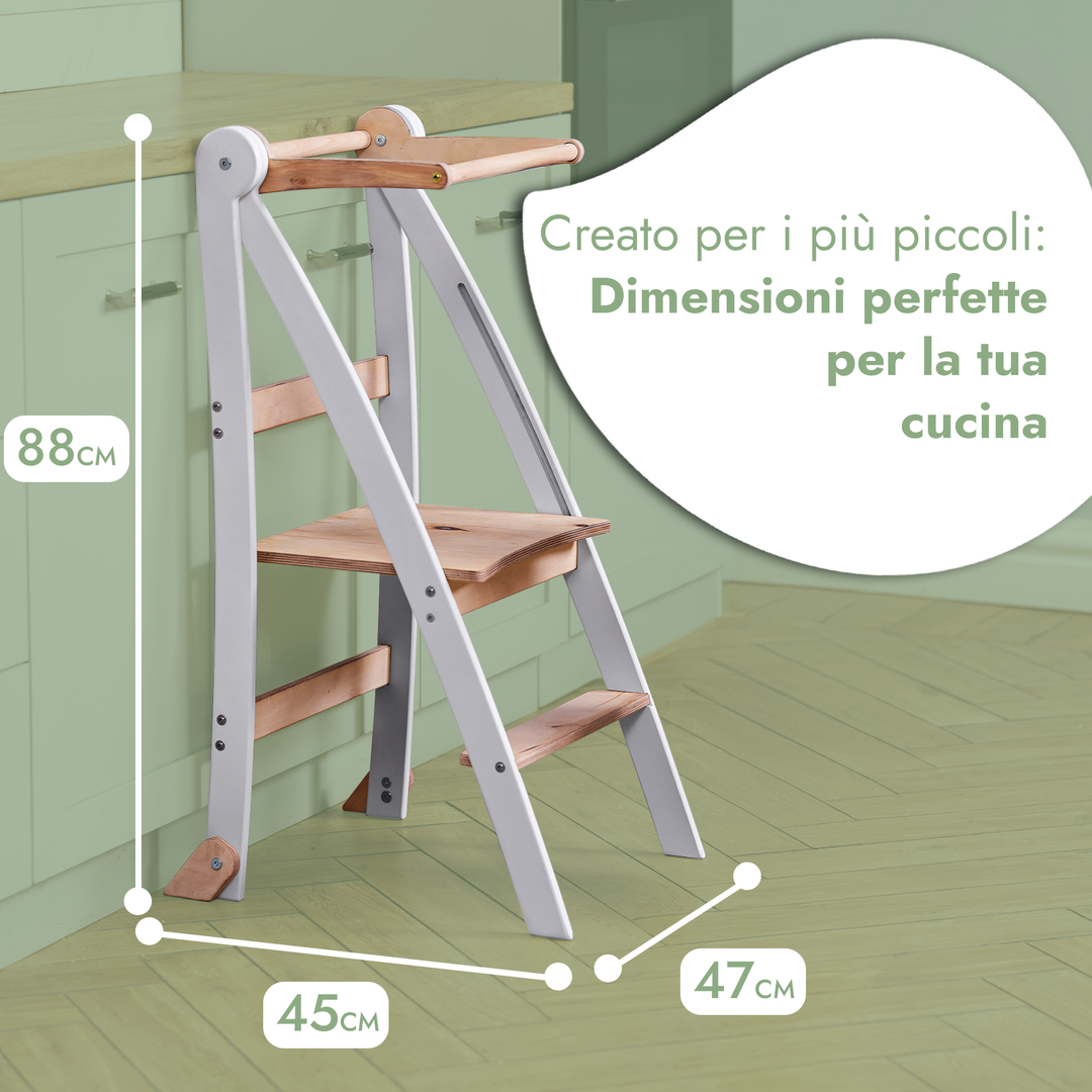 Torre di apprendimento: sgabello pieghevole per bambini piccoli - Grigio