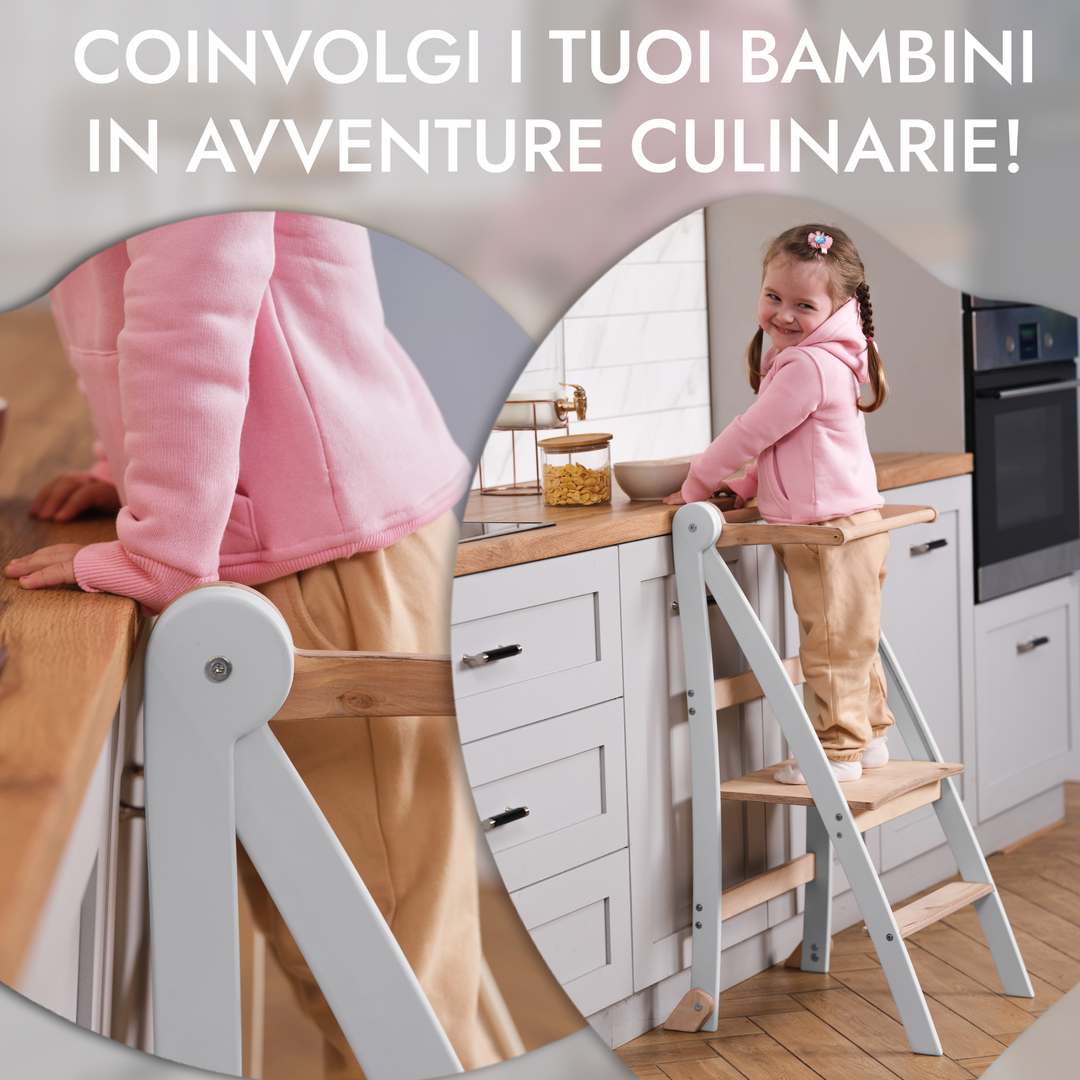 Torre di apprendimento: sgabello pieghevole per bambini piccoli - Grigio