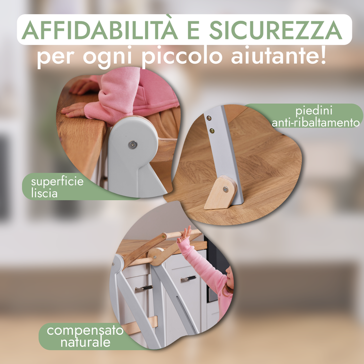 Torre di apprendimento: sgabello pieghevole per bambini piccoli - Grigio