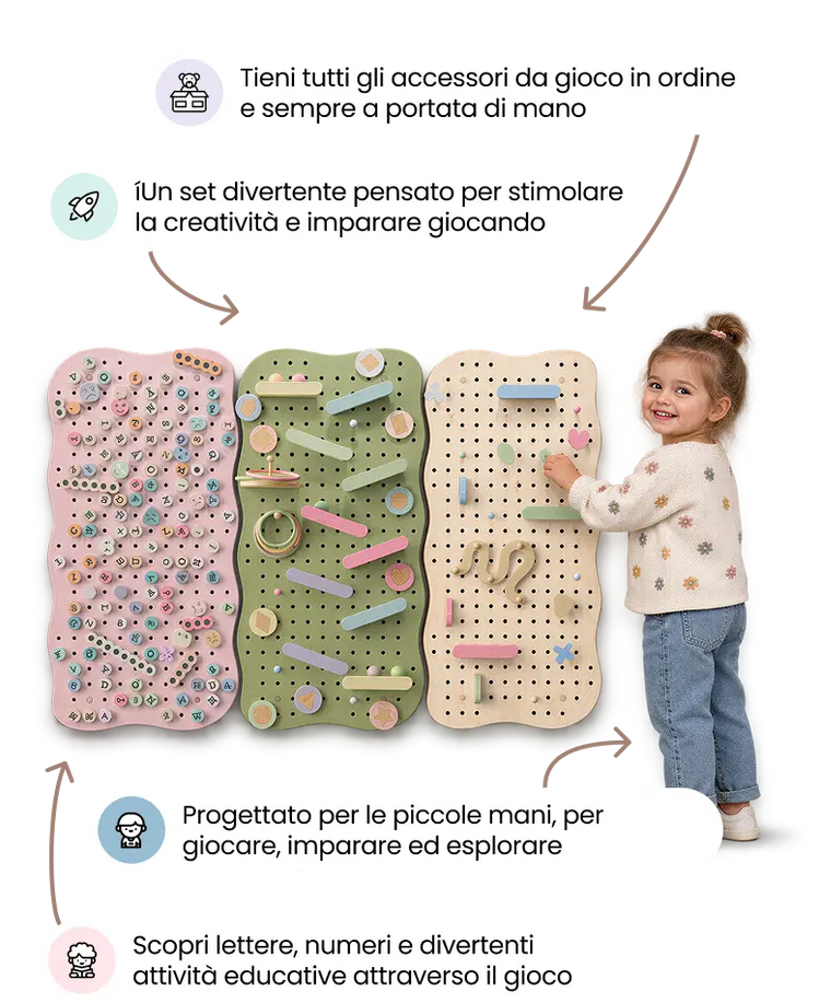 Pegboard in legno per cameretta — GoodevasBoard
