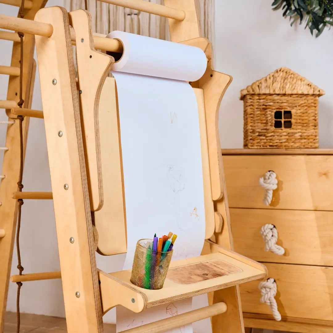 Parco giochi 7 in 1 da interno per bambini piccoli – Area gioco, Set altalene, Scivolo e Set artistico