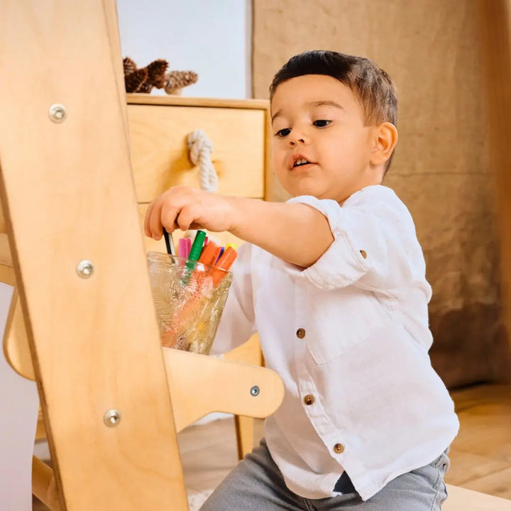 Parco giochi 7 in 1 da interno per bambini piccoli – Area gioco, Set altalene, Scivolo e Set artistico