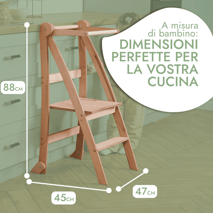 Torre di apprendimento: sgabello pieghevole per bambini piccoli - Beige