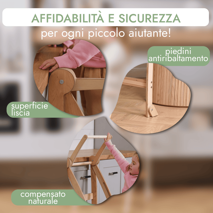 Torre di apprendimento: sgabello pieghevole per bambini piccoli - Beige