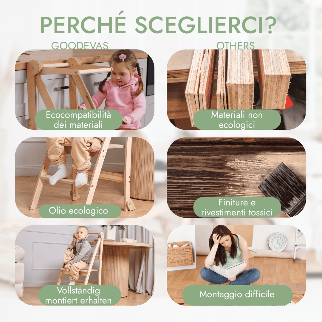 Torre di apprendimento: sgabello pieghevole per bambini piccoli - Beige