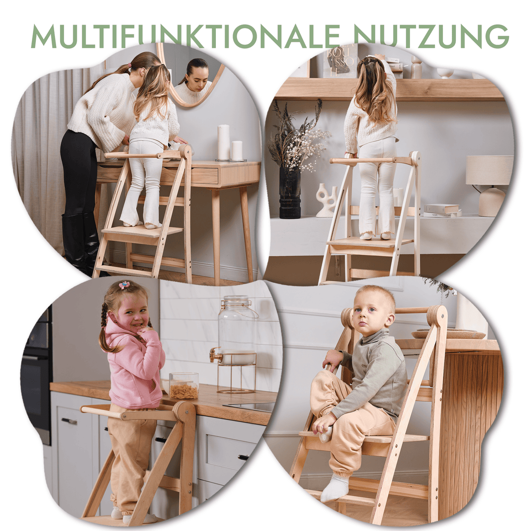 Torre di apprendimento: sgabello pieghevole per bambini piccoli - Beige