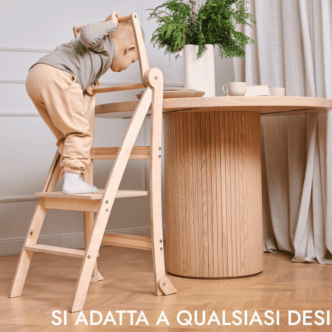 Torre di apprendimento: sgabello pieghevole per bambini piccoli - Beige