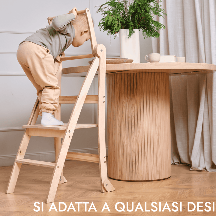 Torre di apprendimento: sgabello pieghevole per bambini piccoli - Beige
