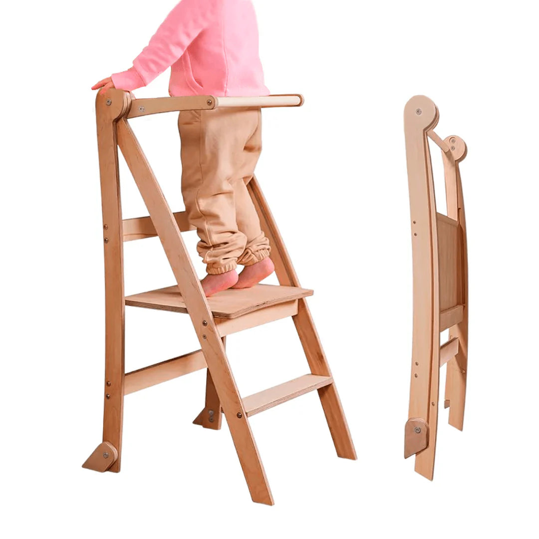 Torre di apprendimento: sgabello pieghevole per bambini piccoli - Beige