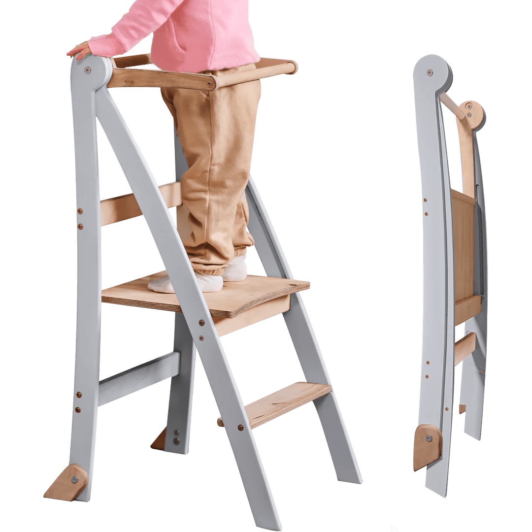 Torre di apprendimento: sgabello pieghevole per bambini piccoli - Grigio