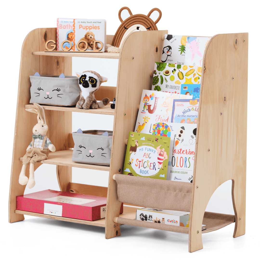 Mensole in Legno Montessori 2in1: Libreria & Ripiani per Giocattoli - Goodevas IT