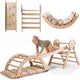 Set 4in1 Montessori per arrampicata: Triangolo di Pikler, Arco, Tavola scivolo e Cuscino – per bambini da 1 a 3 anni