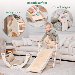 Set 4in1 Montessori per arrampicata: Triangolo di Pikler, Arco, Tavola scivolo e Cuscino – per bambini da 1 a 3 anni - Goodevas IT