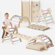 Set 4in1 Montessori per arrampicata: Triangolo di Pikler, Arco, Tavola scivolo e Cuscino – per bambini da 1 a 3 anni - Pastello