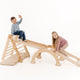 Set 5in1 Rampicante: Triangolo con scala, Arco/Dondolo, Tavola scivolo/Rampa, Rete da arrampicata e Cuscino