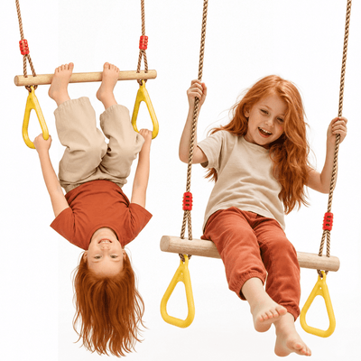 Set altalena 2in1: Trapezio + Anelli da ginnastica