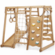 Set da Gioco Coperto per bambini 6in1: Parco Giochi + Altalena Doppia + Scivolo + Corda da Arrampicata + Scale