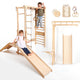 Set da Gioco nella Giungla per Bambini 7in1: Spalliere Svedesi + Strutture per Arrampicata + Set Altalena + Tappetino + Rampa