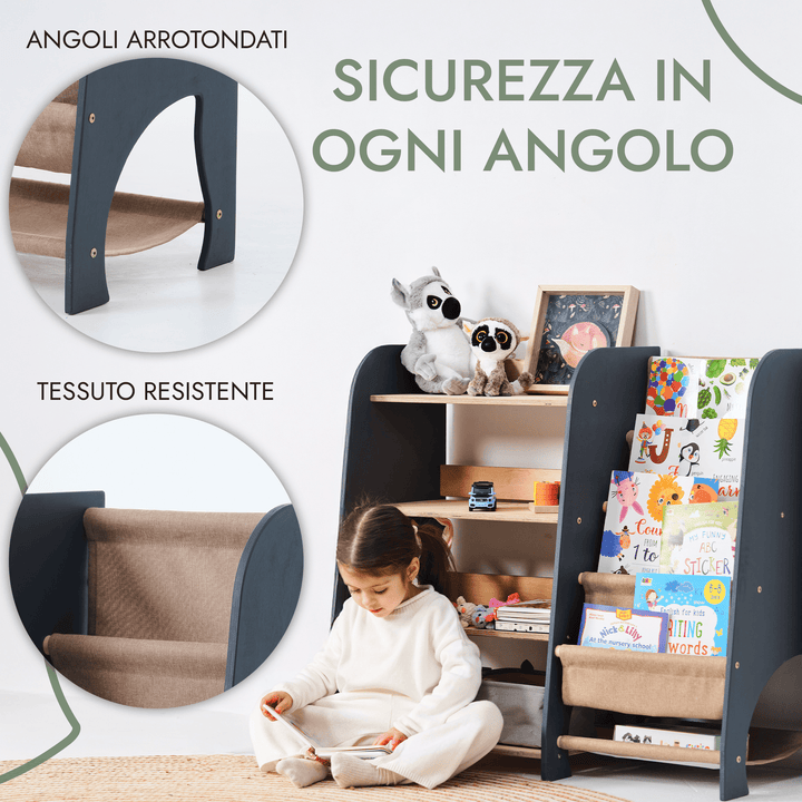 Mensole in Legno Montessori 2in1: Libreria & Ripiani per Giocattoli