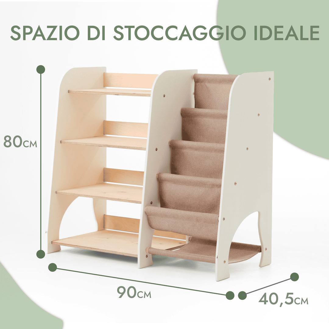 Mensole in Legno Montessori 2in1: Libreria & Ripiani per Giocattoli