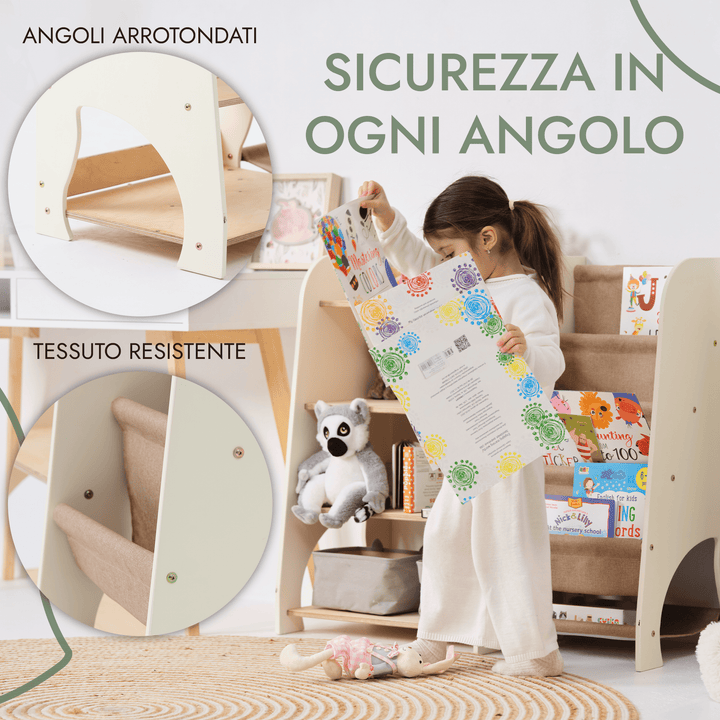 Mensole in Legno Montessori 2in1: Libreria & Ripiani per Giocattoli