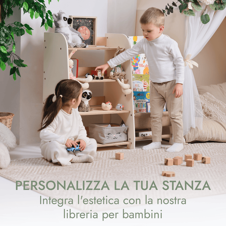 Mensole in Legno Montessori 2in1: Libreria & Ripiani per Giocattoli