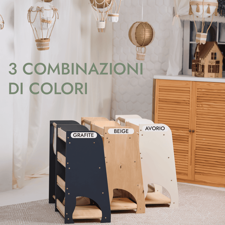 Mensole in Legno Montessori 2in1: Libreria & Ripiani per Giocattoli