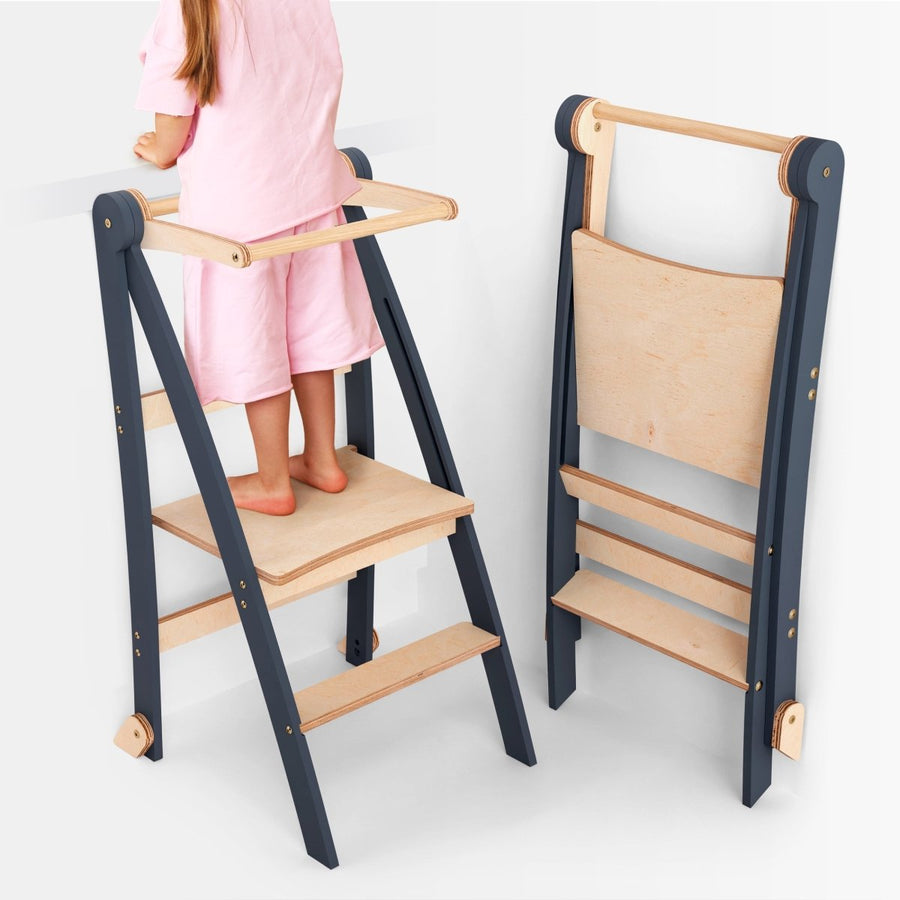 Torre di apprendimento per bambini piccoli: Aiutante in cucina per bambini - Grafite - Goodevas IT
