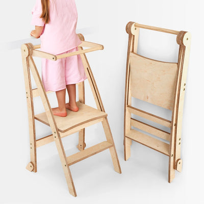 Torre di apprendimento: sgabello pieghevole per bambini piccoli - Beige