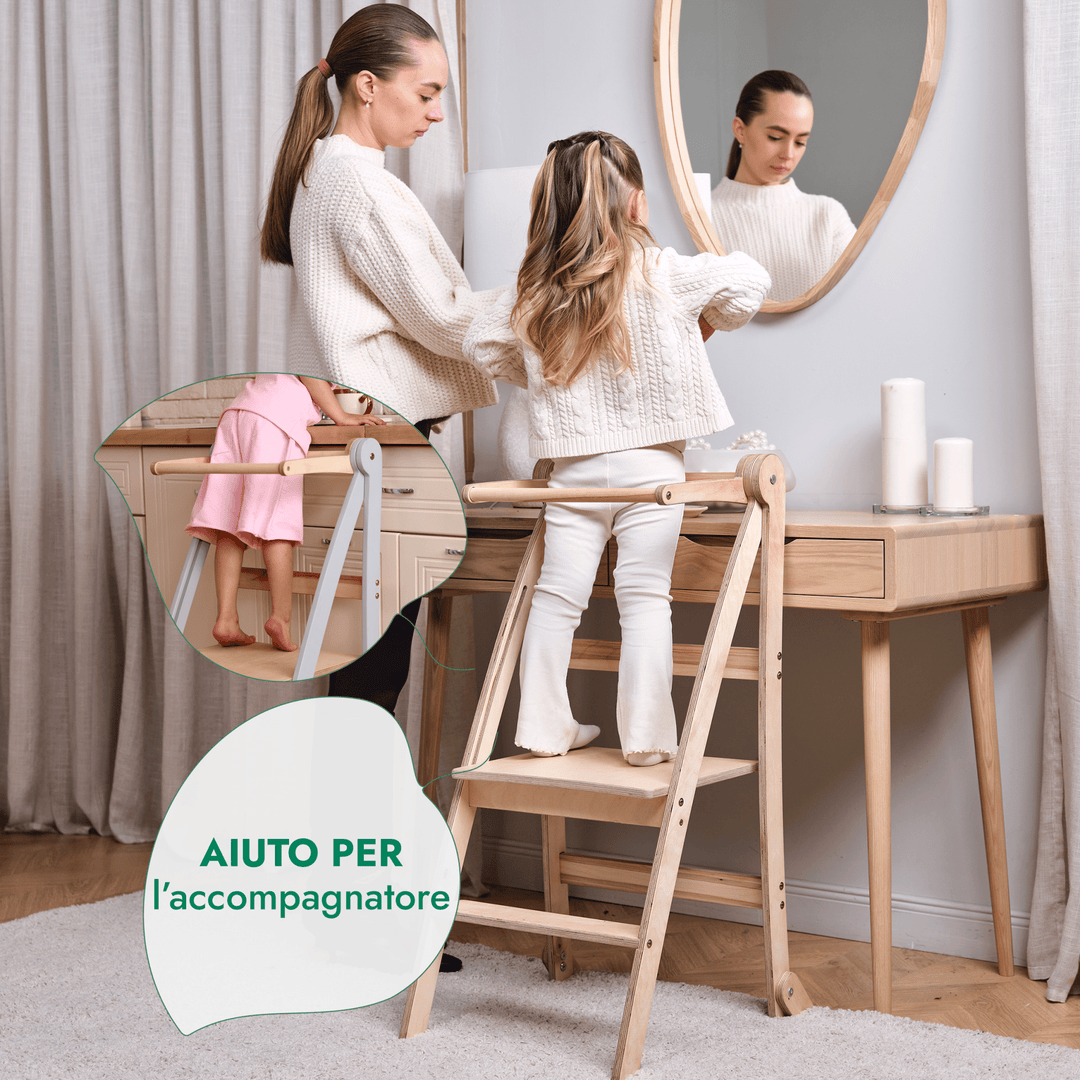 Torre di apprendimento: sgabello pieghevole per bambini piccoli - Grigio - Goodevas IT